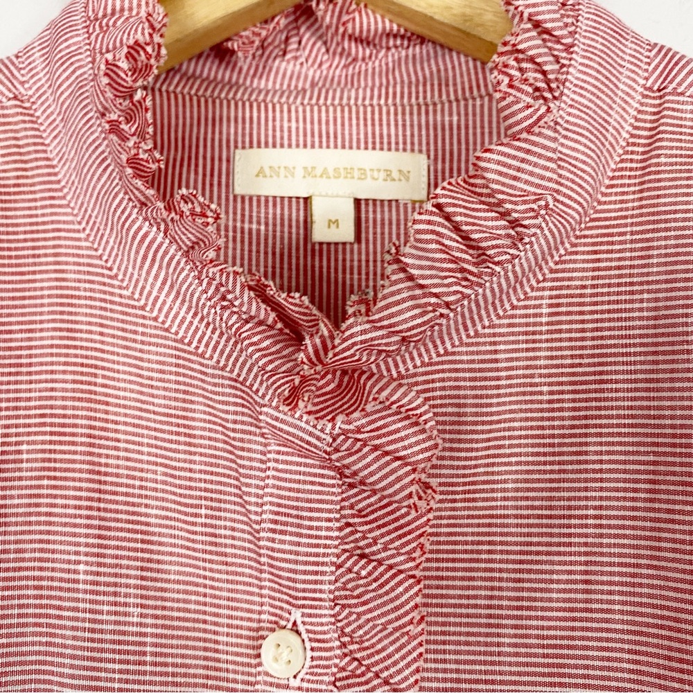 ANN MASHBURN Red Frill Popover shirt - Picture 3 of 6